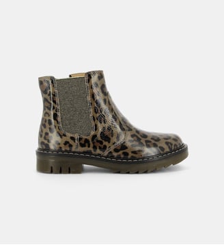 Bottines Sid Jodzip chelsea en cuir imprimé léopard - Pom D'Api - Marron