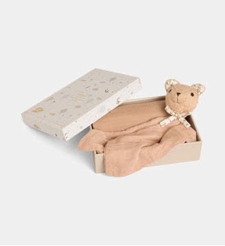 Coffret doudou et lange ourson Dreamland coton bio - CAMCAM COPENHAGEN - Écru et marron