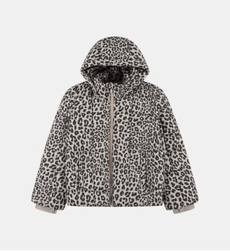 Doudoune mi-longue matelassée imprimé léopard - Abercrombie Kids - Léopard