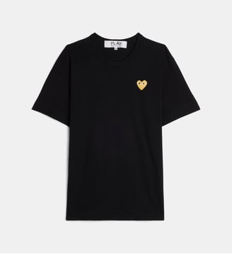 T-shirt droit cœur métallisé coton - Comme des Garçons PLAY - Noir et doré