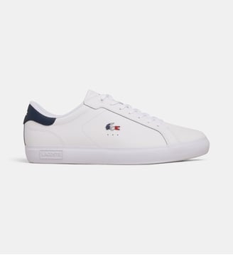 Baskets basses Powercourt cuir - Lacoste - Blanc et bleu marine
