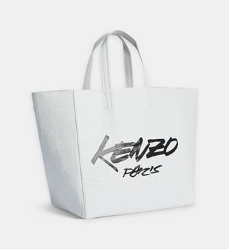 Tote Bag en cuir signature - Kenzo - White