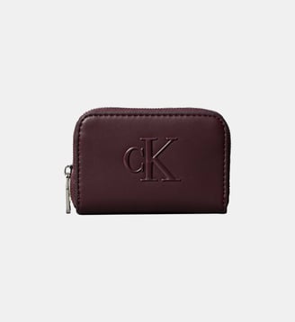 Porte-monnaie zippé signature - Calvin Klein - Bordeaux foncé