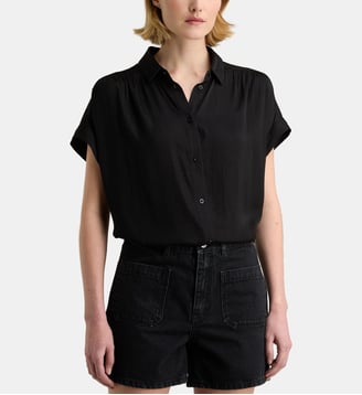 Chemise ample Agnes Satl fluide manches courtes - Galeries Lafayette - Noir