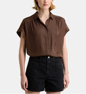 Chemise ample Agnes Satl fluide  - Galeries Lafayette - Marron chocolat
