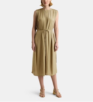 Robe midi fluide Enigme Satl - Galeries Lafayette - Vert clair