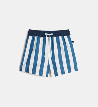 Short de bain avec suspensoir Marcel BB rayures - Cadet Rousselle - Écru et bleu