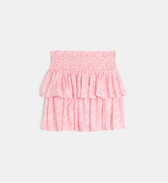 Jupe volantée Macannes à motif floral - Cadet Rousselle - Rose écru