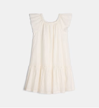Robe évasée lurex Mabelle à rayures métallisées coton bio - Cadet Rousselle - Écru doré