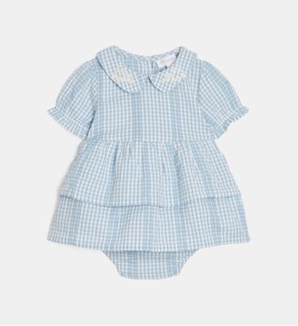 Robe bloomer Mapati vichy coton bio - Cadet Rousselle - Écru et bleu