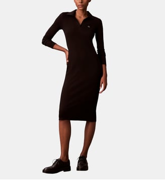Robe Johnny ajustée mi-longue en coton - Calvin Klein - Noir