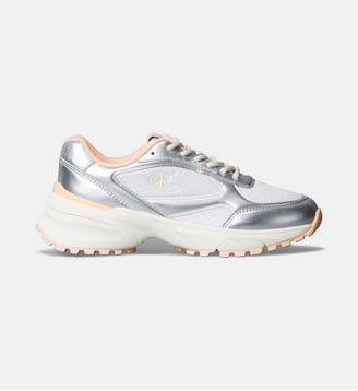 Baskets basses finition argentée signature - Calvin Klein - Argent et rose