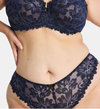 Culotte brésilienne Floral Lace motif fleuri - Savage x Fenty - Bleu nuit