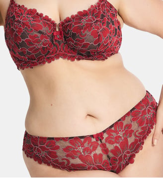 Culotte brésilienne Floral Corded Lace - Savage x Fenty - Rouge