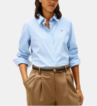 Chemise rayée en coton - Tommy Hilfiger - Bleu et blanc
