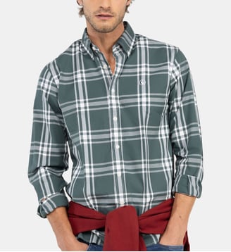 Chemise à carreaux droite en coton signature - El Ganso - Vert