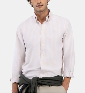 Chemise à rayures Butcher Oxford droite en coton signature - El Ganso - Jaune clair et bleu