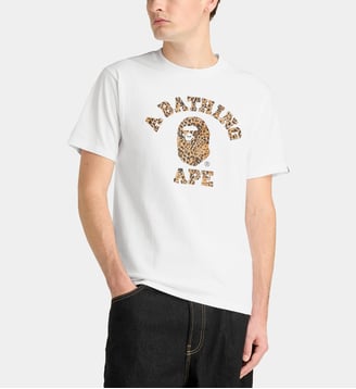 T-shirt signature droit léopard coton - A BATHING APE ® - Blanc et léopard