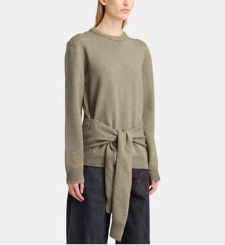 Pull en laine et coton à détails noués sur le devant - JW Anderson - Sauge