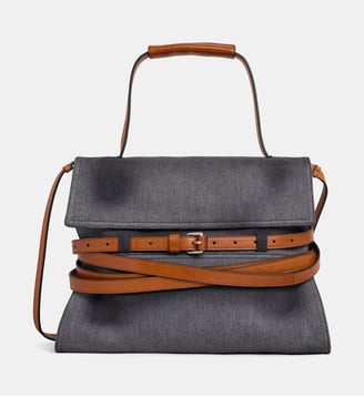 Sac cabas Tie Me denim et cuir - Moschino - Denim