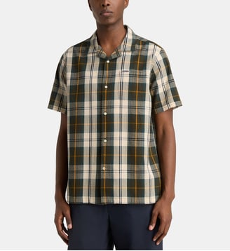 Chemisette droite Clyde seersucker tartan coton - Barbour - Vert et bleu marine