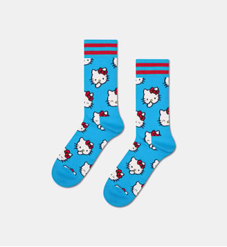 Chaussettes hautes Hello Kitty Smiles en coton mélangé imprimé - Happy Socks - Bleu turquoise