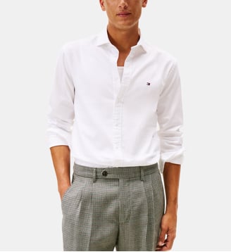 Chemise droite à col classique signature - Tommy Hilfiger - Blanc