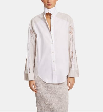 Chemise Blondie oversize en coton motif ajouré - Roseanna - Beige
