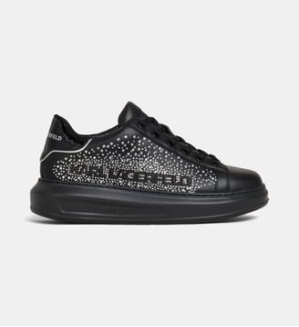Baskets basses Kapri Konstellation en cuir finition argentée - Karl Lagerfeld - Noir