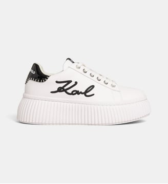 Baskets basses plateformes Kreeper Cornelly Signia Stitch en cuir - Karl Lagerfeld - Noir et blanc