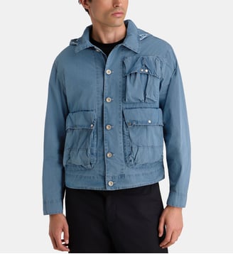 Veste droite 50 Fili Goggle capuche - C.P. Company - Bleu