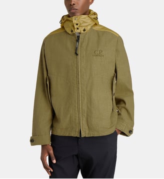 Veste droite zippée signature et capuche  - C.P. Company - Dried herb