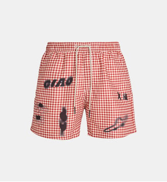 Short de bain Ciao carreaux Vichy avec suspensoir - Oas - Red