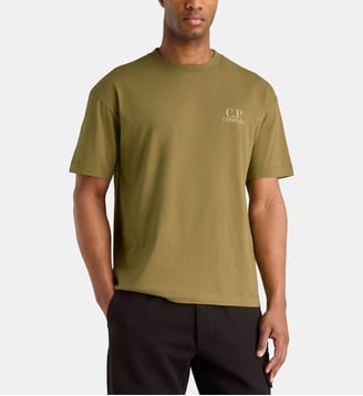T-shirt droit en jersey de coton - C.P. Company - Herbe séchée