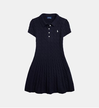 Robe polo maille côtelée signature - Polo Ralph Lauren - Marine