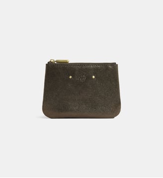 Porte-monnaie Briny cuir pailleté - Mila Louise - Kaki foncé