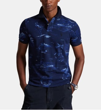 Polo Spy Bear ajusté imprimé signature en coton - Polo Ralph Lauren - Bleu marine