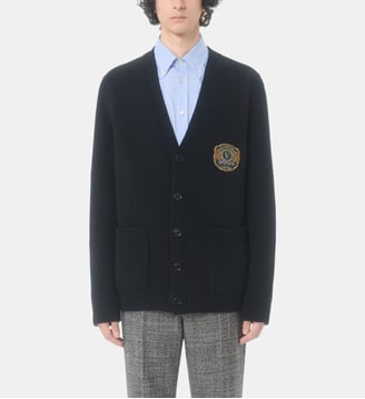 Cardigan droit en laine imprimé signature - Valentino Garavani - Nero
