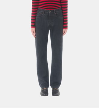 Jean droit signature denim - Valentino Garavani - Noir denim