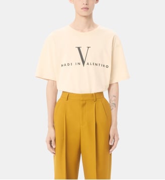 T-shirt droit en coton imprimé signature - Valentino Garavani - Beige