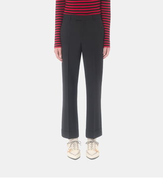 Pantalon droit à revers en laine signature - Valentino Garavani - Nero