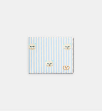 Portefeuille imprimé signature - Valentino Garavani - Blanc et bleu
