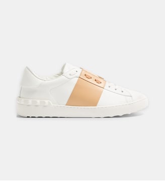 Baskets basses en cuir - Valentino Garavani - Blanc et beige