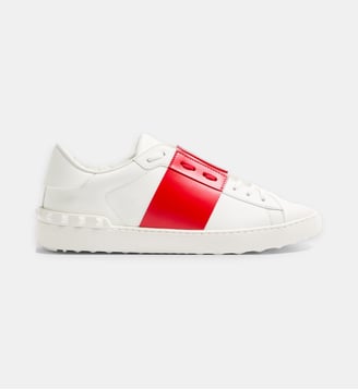 Baskets basses en cuir - Valentino Garavani - Blanc et rouge