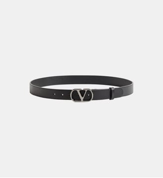 Ceinture classique en cuir Vlogo - Valentino Garavani - Noir