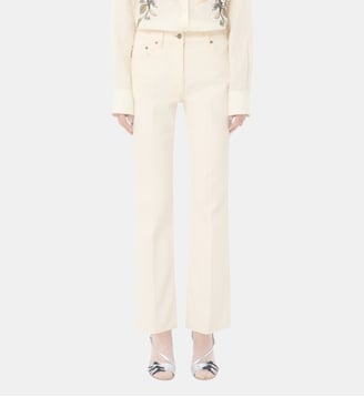 Pantalon droit flare en coton - Valentino Garavani - Crème