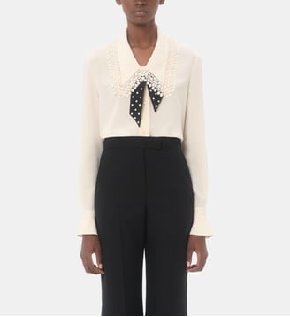 Chemise droite détail noeud en soie - Valentino Garavani - Écru