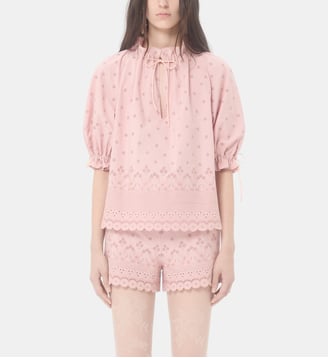 Top ajouré à volants - Valentino Garavani - Rose