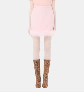Jupe courte détails plumes - Valentino Garavani - Rose