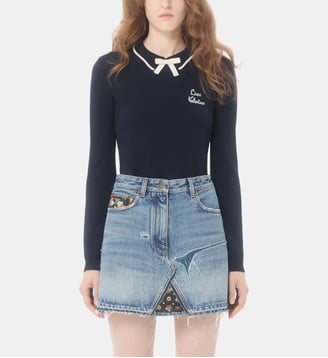 Pull en laine brodé - Valentino Garavani - Navy
